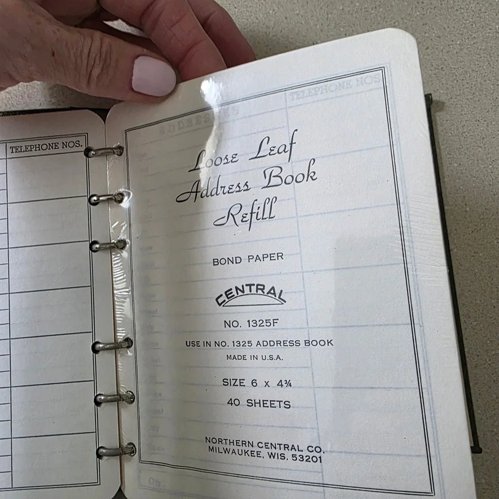 Loose Leaf Address Book 6.5x5.5 Green Vintage Jet Line Central MCM USA